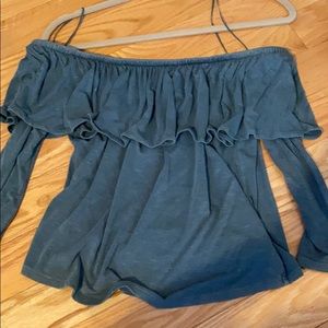 mid sleeved off the shoulder top